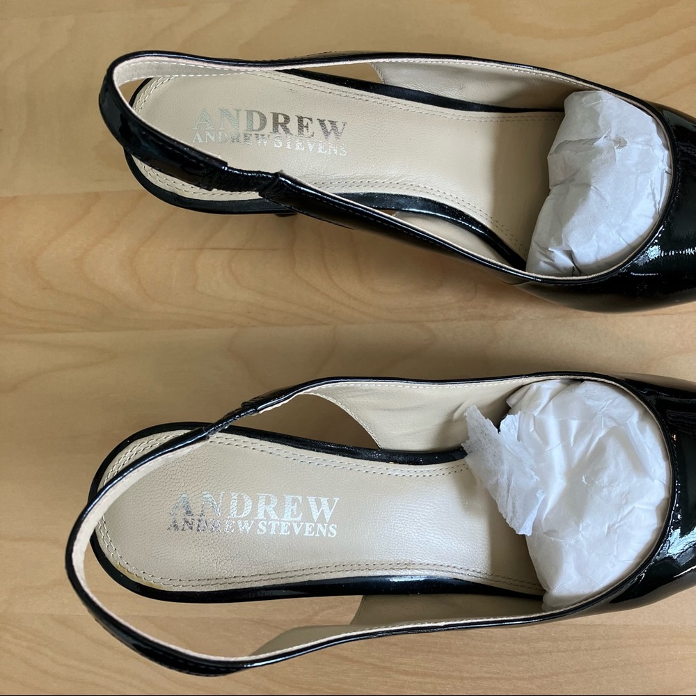 Andrew Stevens black patent leather Francesca heels, women’s size 7.5, worn once - Picture 7 of 14